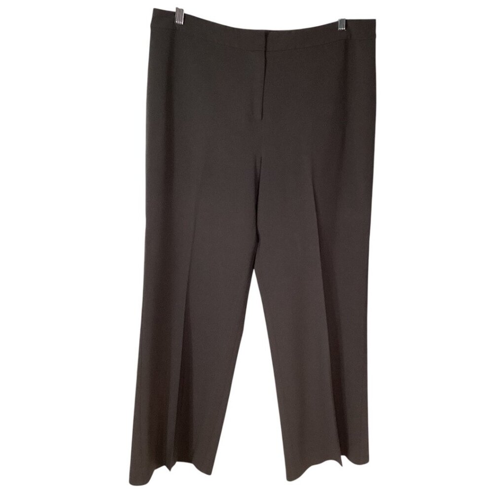 St. John Dark Taupe Dress Pant Trousers Wide Leg Size‎ 12
